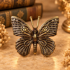 Mini Vintage Brass Butterfly Statue Ornament Animal Collectible CUTE GIFT DECOR picture