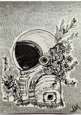 Space for Flowers - Signed Hand-Drawn OOAK Art Card ACEO by Marshall Studio picture
