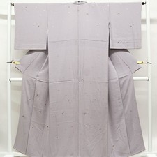 JAPANESE KIMONO TSUKESAGE LIGHT PURPLE 161.5cm 5 ft 4 in PURE SILK E7974 picture