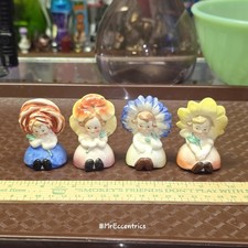 Vtg Goebel Germany Flower Girls Kids Pixies Salt Pepper Shakers Anthropomorphic picture