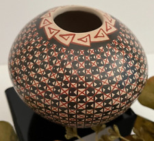 Mata Ortiz Pottery Elena Mora Handmade Hand Painted Seed Pot Paquime Mexican Art picture