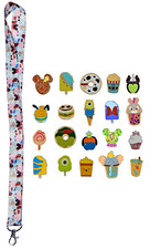 5 Food Shape Character Trading Pins Disney Park Starter Lanyard Set ~ Brand New picture