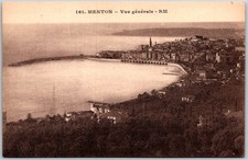 General View Bay Menton France C.1910s Sepia Unposted Postcard picture