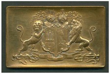 Hamburg Bremen Fire Insurance Co. Brass Award Desk Piece/Paperweight  L313 picture