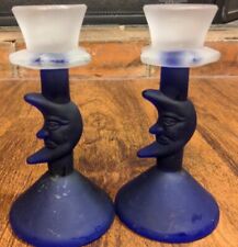 Vintage Celestial Moon Candle Stick Holders 6” Altar Boho Witchcore Set Of 2 picture