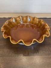 Vintage Emily Henry France Ceramic Pie Dish Caramel Color Ruffled Edges picture