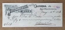 1893 Wells Fargo Check Signed Adolph Sutro to Son Charles W Sutro Virginia City picture