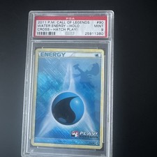 2011 POKEMON CALL OF LEGENDS #90 WATER ENERGY-HOLO PSA 9 - LUGIA ON CARD picture