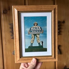 Vintage 1960s Maine Sardines Fisherman Postcard Framed Authentic Vacationland ME picture