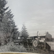 Vtg Railroad Maintenance Tractor Outhouse Photo 4x5 B&W Gelatin Original picture