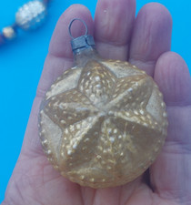 German Antique Bumpy Glass Star Gold Christmas Ornament picture