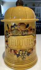 Vintage Los Angeles Potteries Flour Jar 1960's Harvest Gold 3-D Effect picture