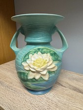 Vintage Roseville Pottery “Water Lily” Vase – Shape 79-9 – Aqua Glaze – 9” picture