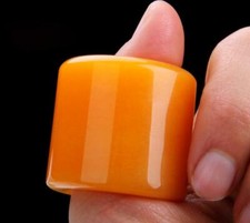 Natural Jade Xinjang Chicken Oil Topaz Beeswax Quartzite Jade Yellow Jade Rings picture