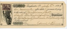 1897 Promissory Note Revenue Stamp Binghamton NY Dickinson Signed Edward A. Bond picture
