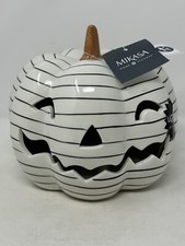 Halloween Mikasa home accents 8” black/white Pumpkin Lights Up fall coffee bar picture