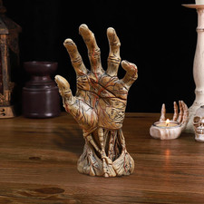 Halloween Skeleton Hand Statue Gothic Skull Demon Resin Sculpture Horror Decor picture