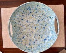 Vintage 1960s Blue Confetti Spatter Melmac Serving Bowl 12