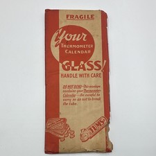 Tums Vintage 1940 Advertising Thermometer Calendar Fragile Glass Envelope picture