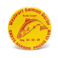 Vintage Salmon Derby Pin Pinback Button 2.25