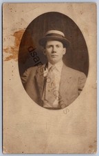 K31/ Wheeling Park West Virginia RPPC Postcard c1910 Man With Hat 355 picture