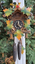 Vintage Mini German Cuckoo Wall Clock - RUNS GREAT - SEE VIDEO - ALL ORIGINAL picture