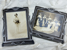 Antique 1920s Wedding Portrait in Embossed Studio Mount ~ Large Formal Wedding picture