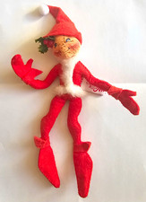 Annalee Red Christmas Elf Poseable Felt Holiday Doll 1997 Vintage picture