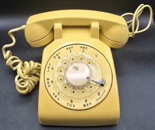 Vintage ITT  500DM Rotary Dial Phone Telephone Harvest Gold Yellow 1967 Landline picture