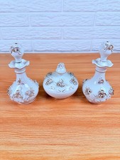 Vintage Lefton China Hand Painted Vanity Set Perfume Bottles Powder Jar 90542 picture