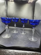 Vintage 1932-1940 LGL1B By Louie Cobalt With Clear Stem/Foot Champagne Set Of 4 picture