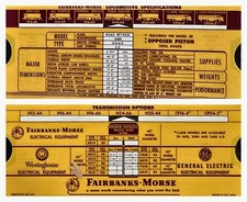 1950s Fairbanks-Morse Diesel Locomotive Specifications Slide Chart Train Master picture