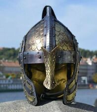 18 GA SCA LARP Medieval Bogato Engraved Fantasy Norman Viking Helmet picture