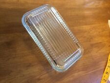 Vintage Refrigerator Glass Covered Rectangle Ribbed Dish Container With Lid picture
