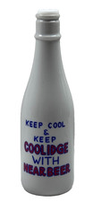 (1A) Vintage Calvin Coolidge Political Campaign Near Beer Milk Glass Bottle 7.5