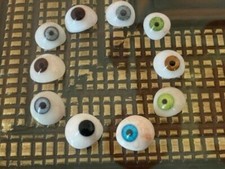 Vintage Human Prosthetic Eye ~ Antique Artificial Mix Eye Set Of 10 Pcs picture