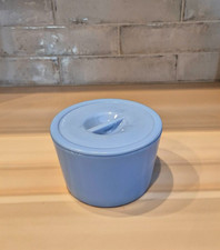 Vintage 1930s Jeannette Glass Delphite Blue Opaque Milk Glass Refrigerator Dish picture