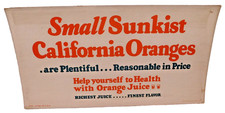 Vintage 1920's Sunkist Oranges Trolley Car Overhead Advertising Cardboard Sign picture