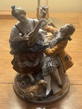 Rococo Style Couple Figurines Hand Painted Porcelain Vivid Vintage Colors  picture