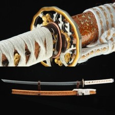 Handmade Authentic Damascus Steel Japanese Katana Top brown cherry blossom Sword picture