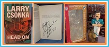 Dolphins HOF Larry Csonka SB VIII MVP Bobblehead + Autographed Book:  