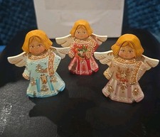 Lot Of Handcrafted Wooden Angel Figurine-Hand Painted-3