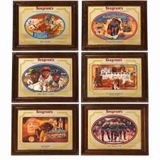Vintage Seagram’s Seven Crowns Sports Collection Framed Bar Mirrors Man Cave picture