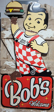 VINTAGE BOBS BIG BOY PORCELAIN SIGN 5FT OLD FOOD DRIVE-IN RESTAURANT HAMBURGER picture