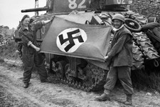 1944 WWII Operation Overlord Invasion of Normandy Capture Flag 4x6 Photo picture