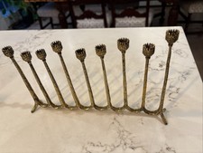 Vtg Brutalist Brass Menorah Candleholder Candelabra MCM Mid Century 6” High EUC picture