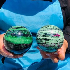 2pcs4.79LB Large Natural Ruby Zoisite Sphere Crystal Healing Stone Specimen 5175 picture
