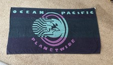 Vtg 1990s OP Ocean Pacific One Planet Retro Beach Surf Set of 2 Towels MCM picture