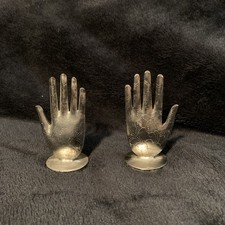VTG Set of Silvertone Engraved Metal Hand Set Out Incense Holder Statue Figure picture