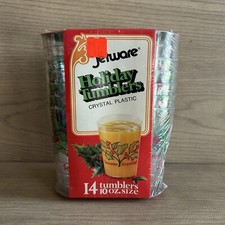 Unopened NOS Vtg 1976 Jetware 14 Holiday Tumblers Crystal Plastic 10 oz Mobile picture